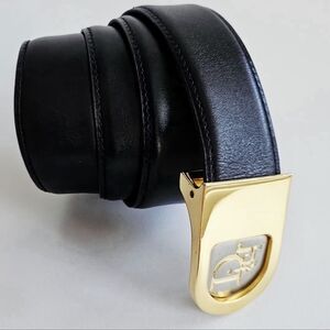 Dior Black & Navy Blue Reversible Leather Belt